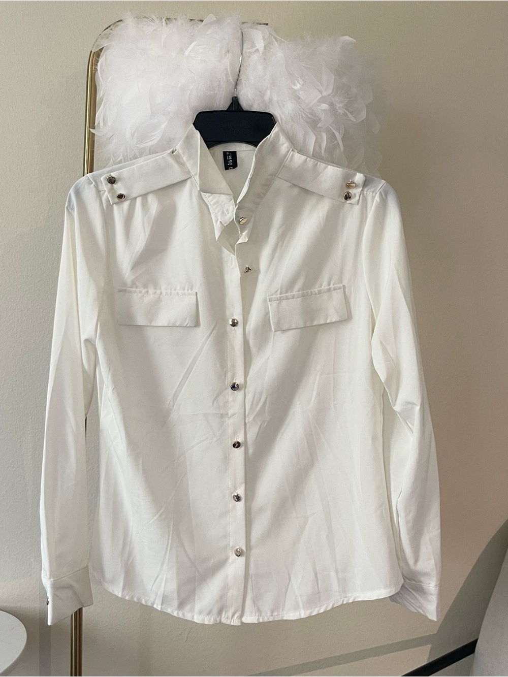 White button up collar top